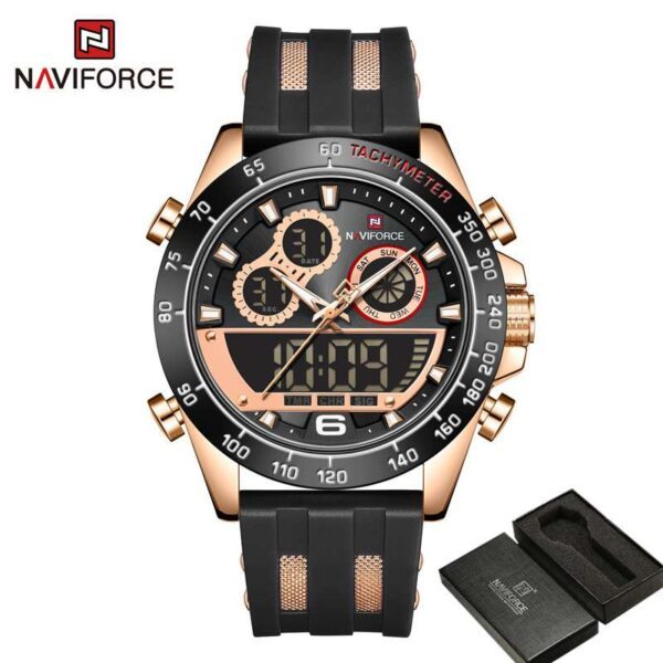 NAVIFORCE montre LED de Sport pour hommes Top marque de luxe caoutchouc noir horloge num rique 1