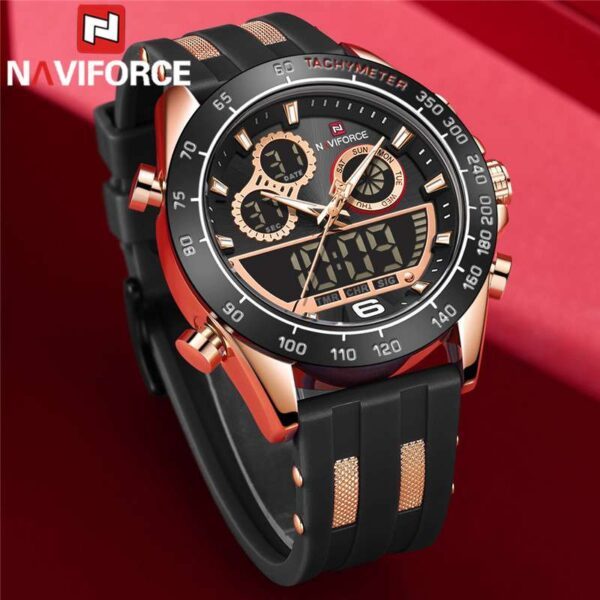 NAVIFORCE montre LED de Sport pour hommes Top marque de luxe caoutchouc noir horloge num rique