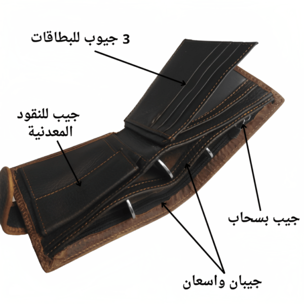 محفظة جلدية للرجال مع 13 جيوب – مثالية للاستخدام اليوميجيبية - Image 6