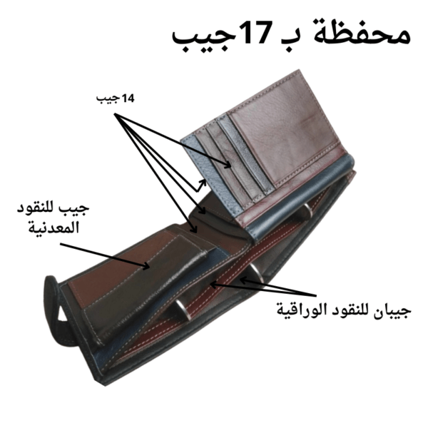 محفظة جيبية ب17 جيب جلدية للرجال ثلاثية الطي جيبية - Image 9