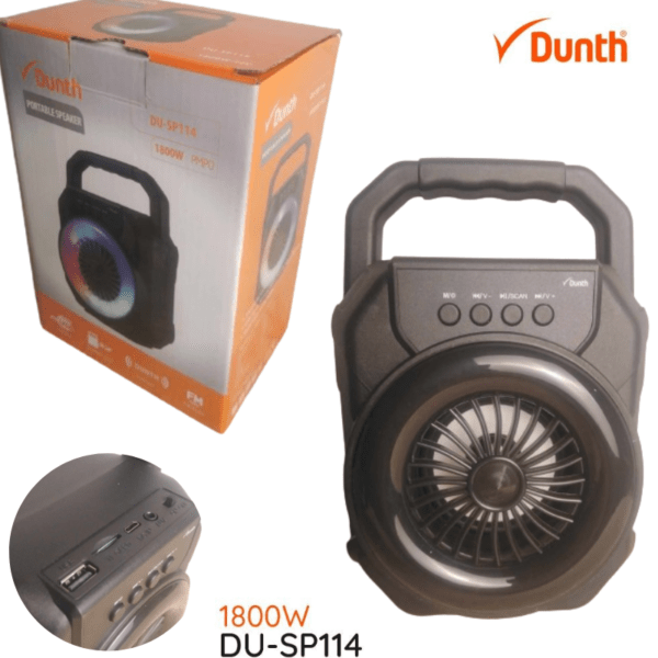 DUNTH SP114 RGB مكبر صوت بلوتوث - مدخل USB - قارئ بطاقة الذاكرة - مدخل AUX - راديو FM - بطارية قابلة للشحن DU-SP114 RG - Image 3