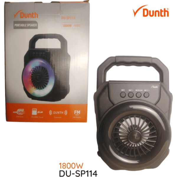 DUNTH SP114 RGB مكبر صوت بلوتوث - مدخل USB - قارئ بطاقة الذاكرة - مدخل AUX - راديو FM - بطارية قابلة للشحن DU-SP114 RG - Image 4