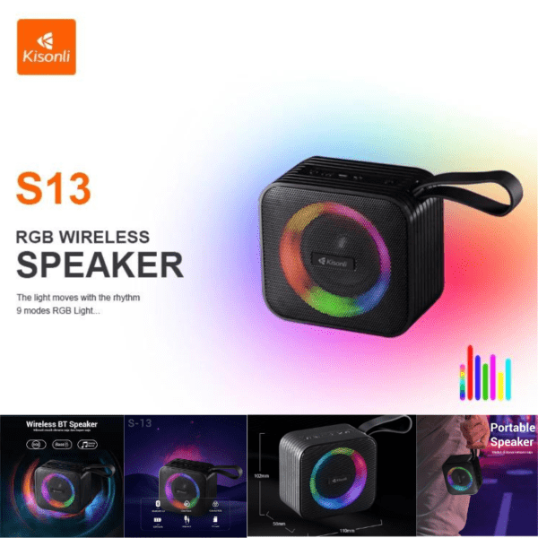 مكبر صوت KISONLI S13 بلوتوث 5.0 8 واط RGB Light - Image 4