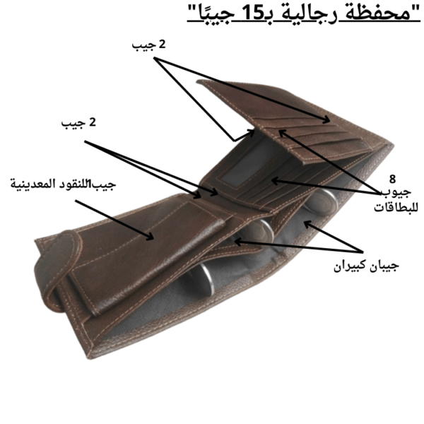 "محفظة جيبية : 15 جيبًا من الجلد الطبيعي للأناقة والتنظيم" - Image 5